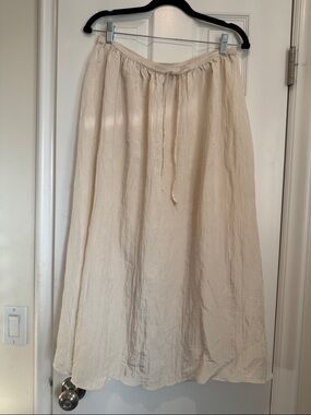 Midi Drawstring Skirt in Light Beige